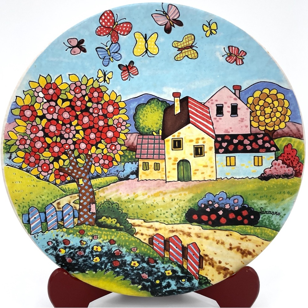 “Spring” Ceramic Plate Hand Painted by Lazzaro
